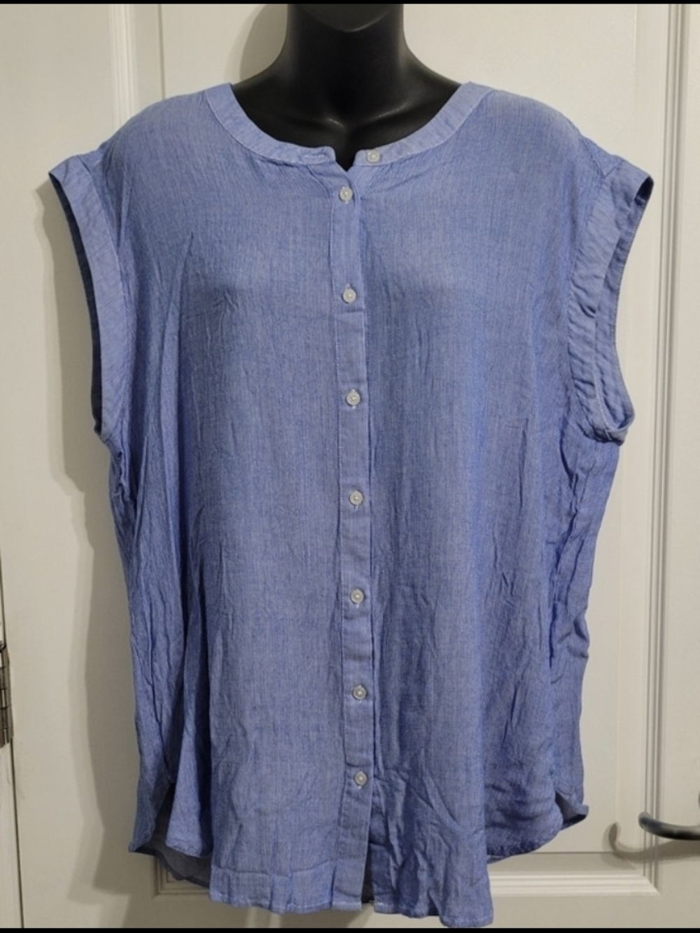 Reitmans Light Blue Sleeveless Button-Down Shirt